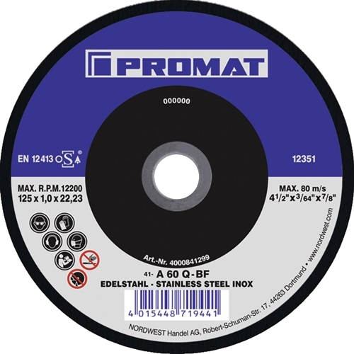 [NA07797] PROMAT Doorslijpschijf D125x1mm | 4000841222